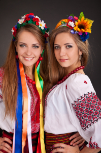 Young women in ukrainian clothes